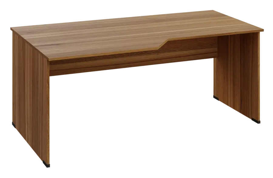 EZL 18 - 188 stůl kancelářský, rohový, levý, dřevěná podnož, deska 18 mm, široký 1800 mm, ořech světlý